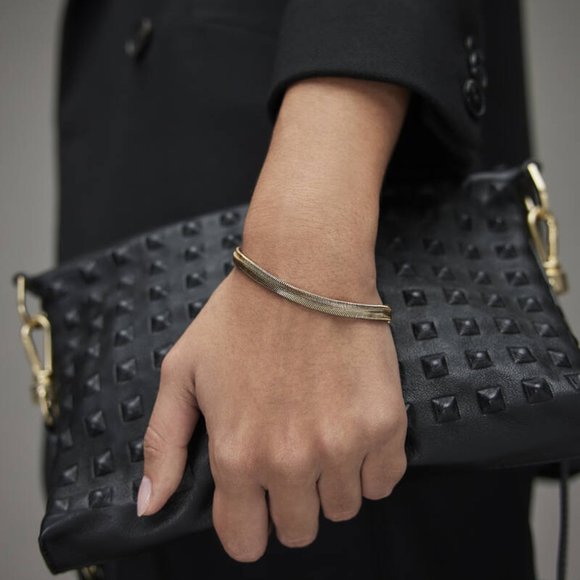 AllSaints Flat Snake Silver Tone Bracelet - Picture 3 of 6